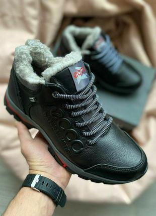 Кросівки зимові шкіряні чоловічі ecco winter sneakers
•black2 фото