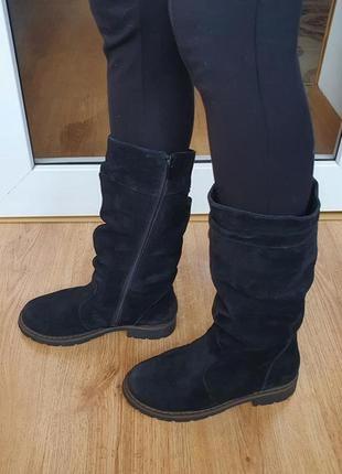 Зимові натуральні замш чоботи/напівсапоги труби натуральна шерсть 37-37.5