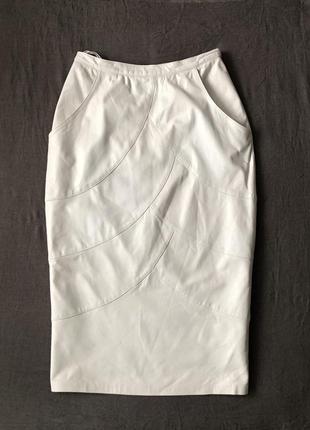 Шкіряна біла спідниця. вінтаж. натуральна шкіра 100%