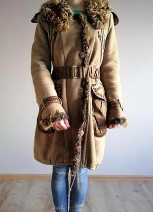 Якісна тепла дублянка натуральна коричневий і хакі.