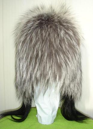 Шапка из натурального меха чернобурки на вязаной основе m\ l\ xl2 фото