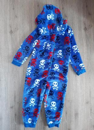 Кигуруми,пижама,одежда для дома флис синяя,3-4 года