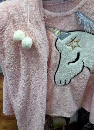 Зимова тепла махрова піжама/домашній костюм кофта і штани 42-441 фото