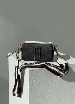 Сумка marc jacobs small camera bag black white 2