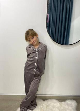 Дитяча натуральна велюрова піжама сорочка і штани унісекс 116-136