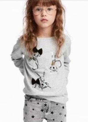 Новая нарядная хлопковая кофта джемпер девочке обезьянка свитер h&m