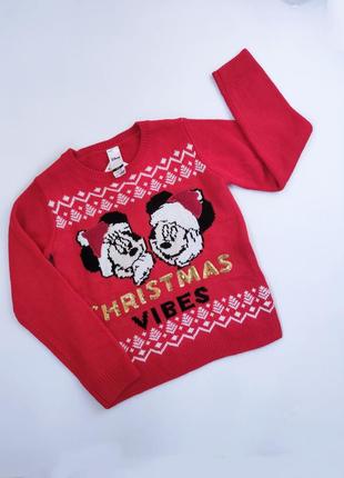 Теплий джемпер новорічна кофта светр новорічний світшот c&a 134, 140, 146, 152