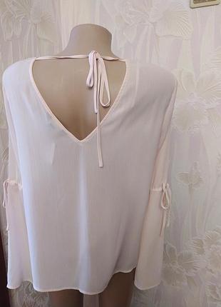 🤍🤍🤍ніжна шифонова святкова блуза кльош рукавчиками v-образною шийкою