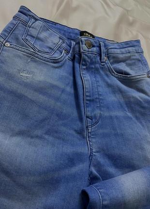 Блакитні джинси skinny з високою посадкою5 фото
