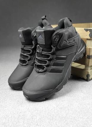 Зимние мужские высокие черные кожаные ботинки с мехом adidas climaproof 🆕1 фото