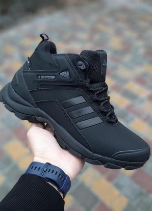 Зимние мужские высокие черные кожаные ботинки с мехом adidas climaproof 🆕3 фото