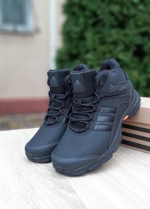 Зимние мужские высокие черные кожаные ботинки с мехом adidas climaproof 🆕10 фото
