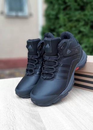 Зимние мужские высокие черные кожаные ботинки с мехом adidas climaproof 🆕8 фото