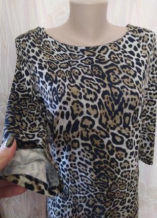 🦋🦋🦋стильна трикотажна тепла сукня пртнт леопард великий розмір2 фото