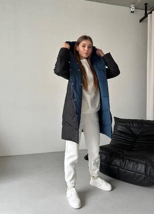 Куртка подовжена зимова двохстороння