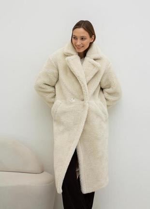 Еко-шуба oversize maxi xs-m  кремового кольору