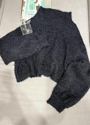 Теплий пухнастий светр з воротніком стійка оверсайз1 фото