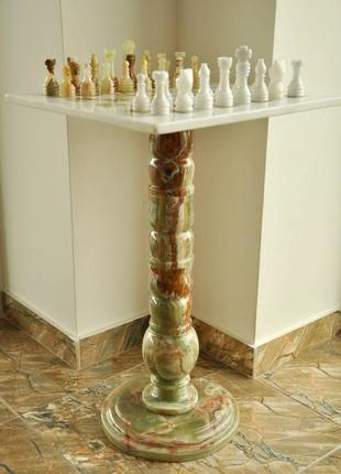 Шаховий стіл із натурального каменю онікс2 фото