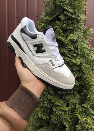 Мужские демисезонные  бело-черные зеленим кроссовки new balance 550🆕 нью баланс