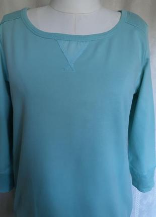 100% котон жіночий натуральний бірюзовий лонгслів, кофта, блуза, блузка3 фото