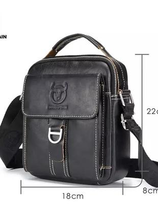 Кожаная повседневная деловая мужская сумка из натуральной кожи. черная5 фото