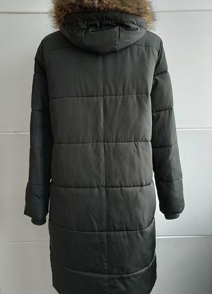 Стильне демісезонне стьобана пальто, куртка new look з капюшоном і мехо3 фото
