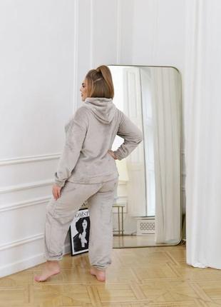Женская пижама махра тёплая бежевая s, m, l, xl, 2xl, 3xl. жіноча піжама тепла бежева5 фото