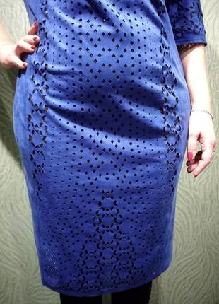 Шикарное замшевое платье с перфорацией / большой размер / нарядное3 фото