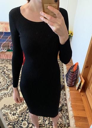 Дуже красива класична чорна сукня рубчик лапша