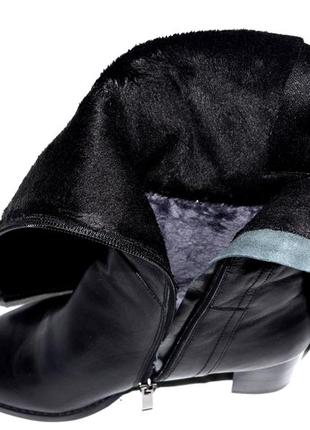 Новые модные сапоги женские зимние черные кожаные berconty натуральный мех цегейка4 фото