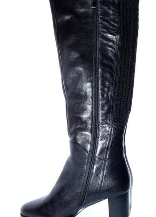 Новые модные сапоги женские зимние черные кожаные berconty натуральный мех цегейка2 фото