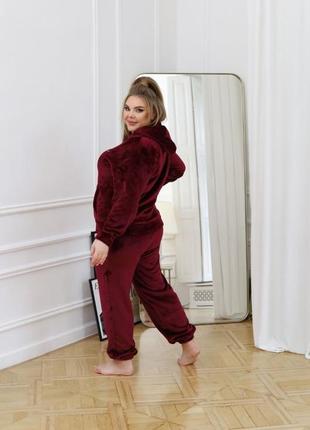 Жіноча піжама тепла колір марсала s, m, l, xl, 2xl5 фото