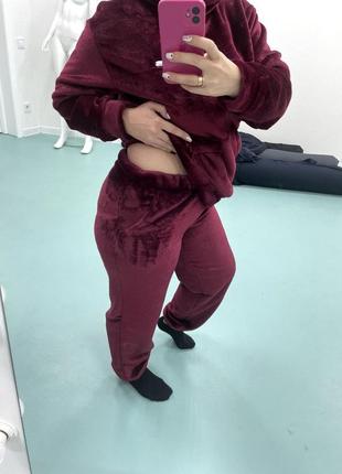 Жіноча піжама тепла колір марсала s, m, l, xl, 2xl2 фото