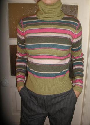 Теплий кашемір ангора шерсть  светрик linea в смужку високе горло