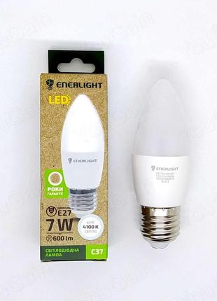 Лампа светодиодная  enerlight c37 7вт 4100k e27