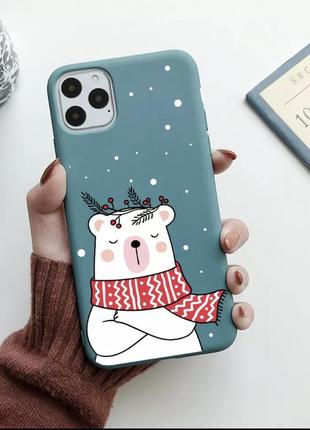 Новорічний чохол для iphone санта олень сніговик дід мороз iphone 11 мишка ведмідь