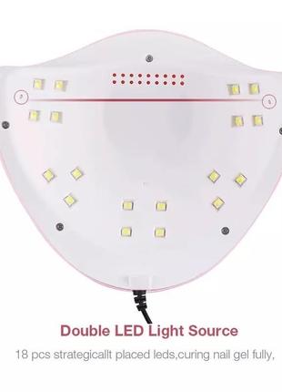 Usb led лампа для сушки гель-лака маникюра наращивания ногтей 36 вт 18 диодов работает от павербанка5 фото