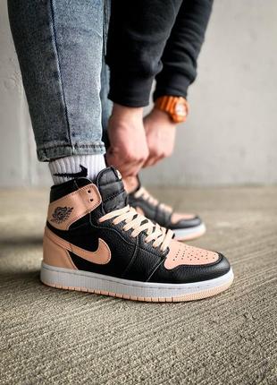 Женские высокие кожаные кроссовки nike air jordan 1 retro high og “crimson tint"#найк