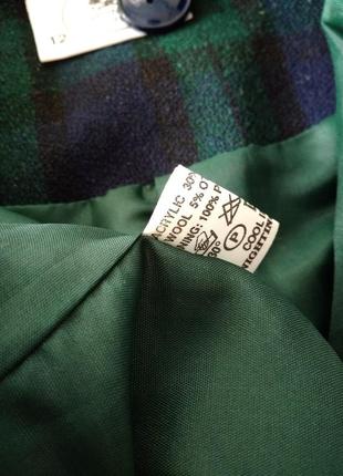 Р 12 / 46-48 стильный базовый цветной жакет пиджак френч блейзер в синюю и зеленую клетку шерсть6 фото