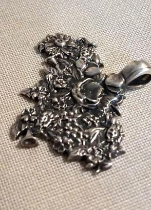 Срібний кулон ручної роботи мапа україни