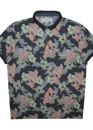 Мужская футболка поло цветная в узорчик river island l m