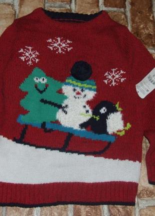 Новый свитер кофта мальчику 2 - 3 года nutmeg новогодний1 фото