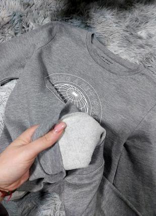 Серый свитшот спортивный джемпер свитер утепленный 40 42 распродажа3 фото