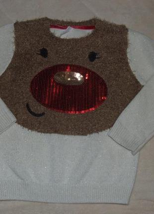 Кофта свитер новогодний девочке 3 - 4 года f&f
