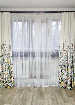 Портьерная ткань для штор с цветочным рисунком2 фото