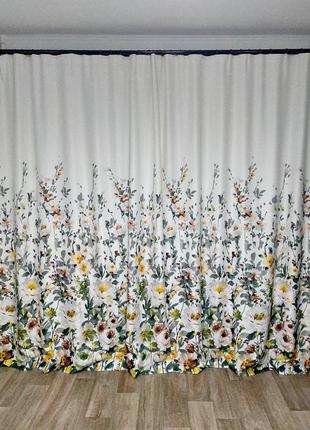 Портьерная ткань для штор с цветочным рисунком3 фото
