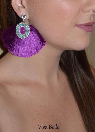 Сережки кисточки зі стразами