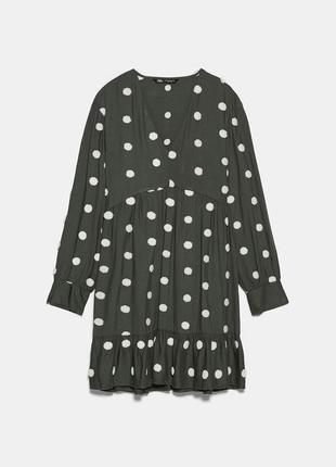 Плаття хакі у горошек платье разлетайка zara zara