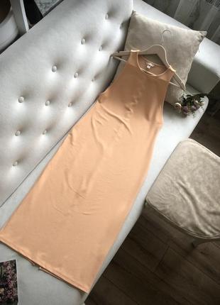 Платье персик миди8 фото