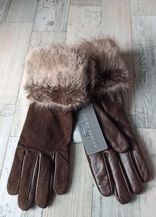 Новые женские перчатки laura ashley замша/кожа